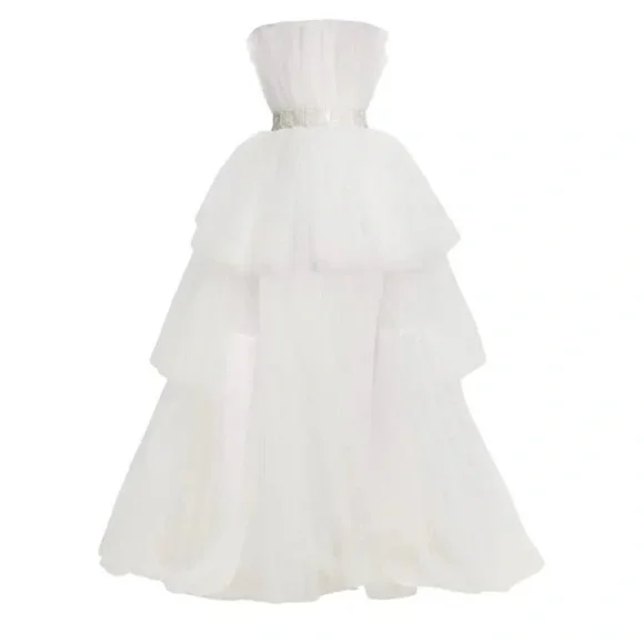 EUC Bronx and Banco Anna Tulle High-Low Strapless Gown - Picture 3 of 9